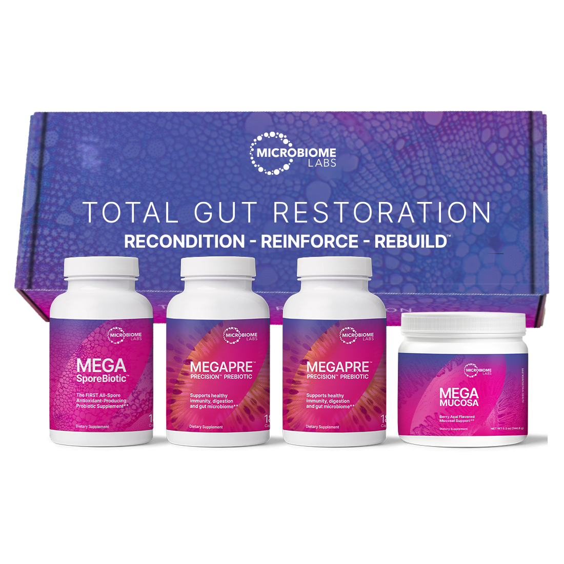 Total Gut Restoration Kit 3 Gut Health & Microbiome Balance