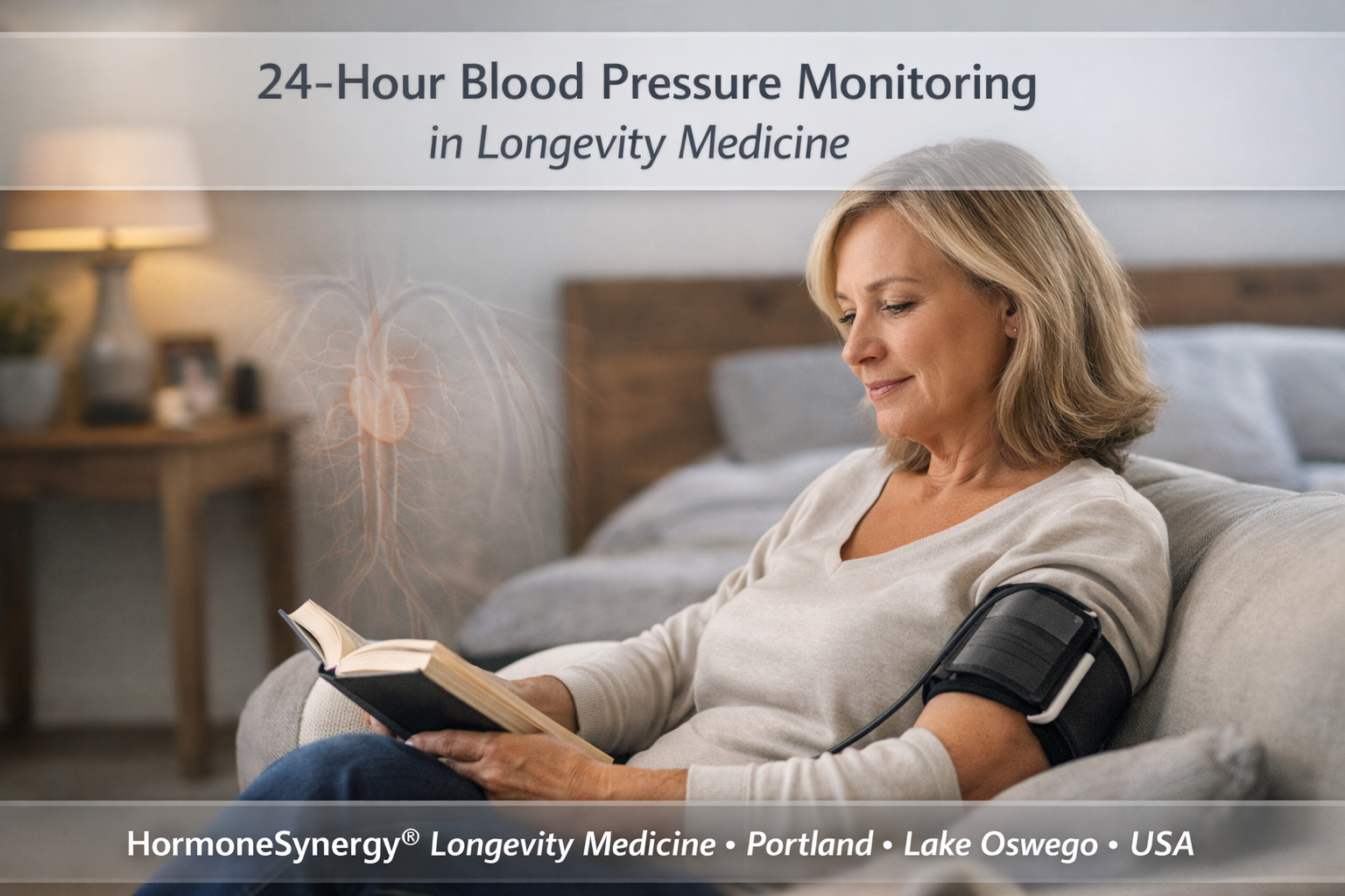 Patient wearing ambulatory blood pressure monitor during daily life for accurate cardiovascular assessment