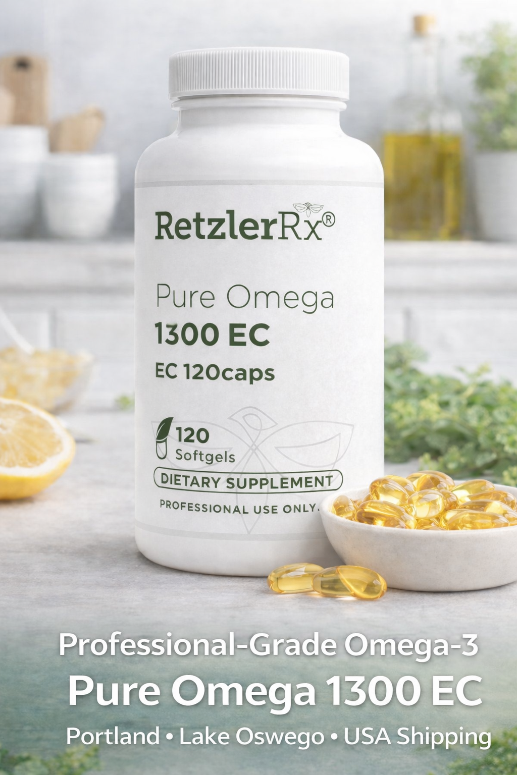 RetzlerRx Pure Omega 1300 EC professional-grade omega-3 fish oil in Portland Oregon with nationwide USA shipping
