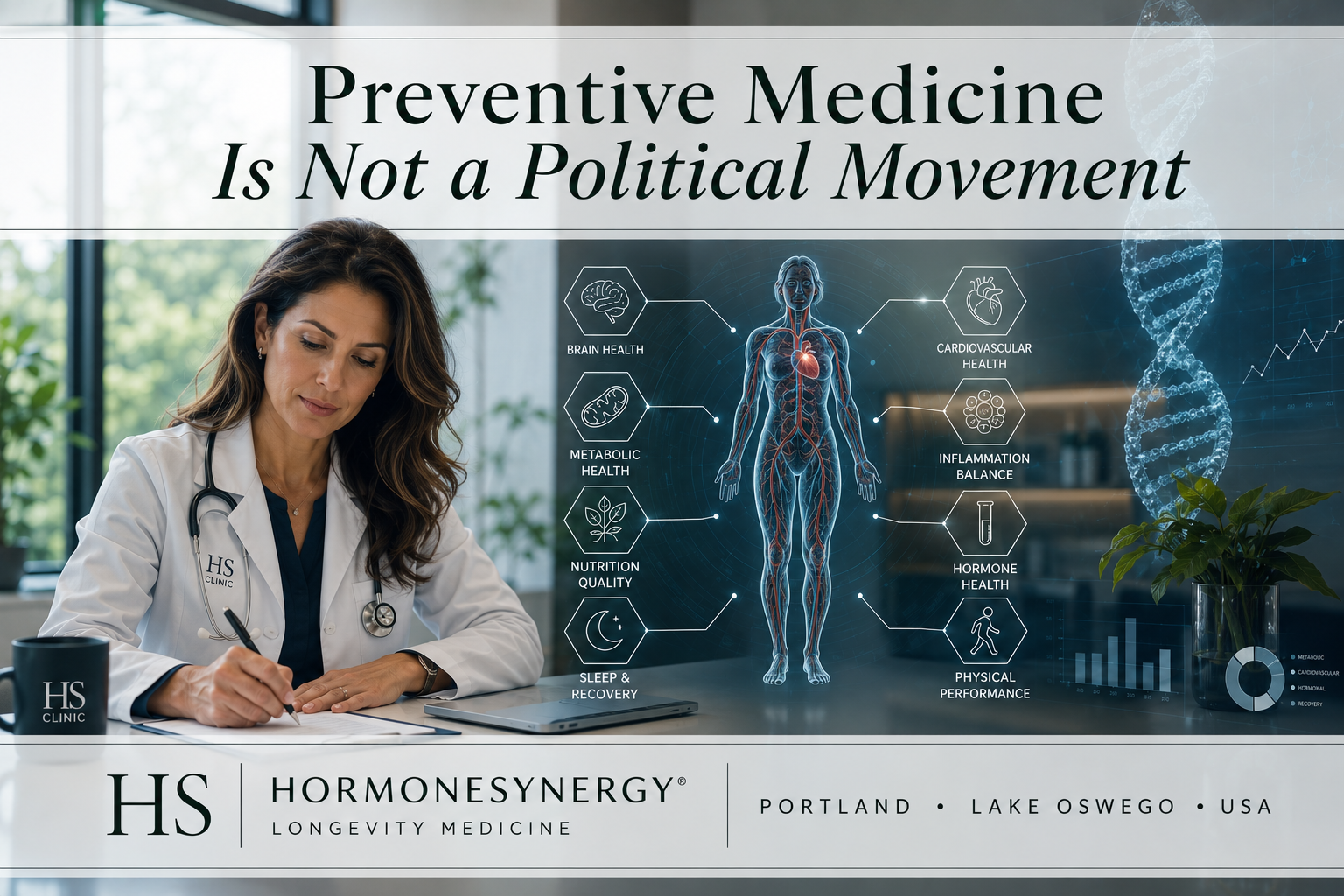 Preventive longevity medicine and systems biology clinical concept at HormoneSynergy® Longevity Medicine
