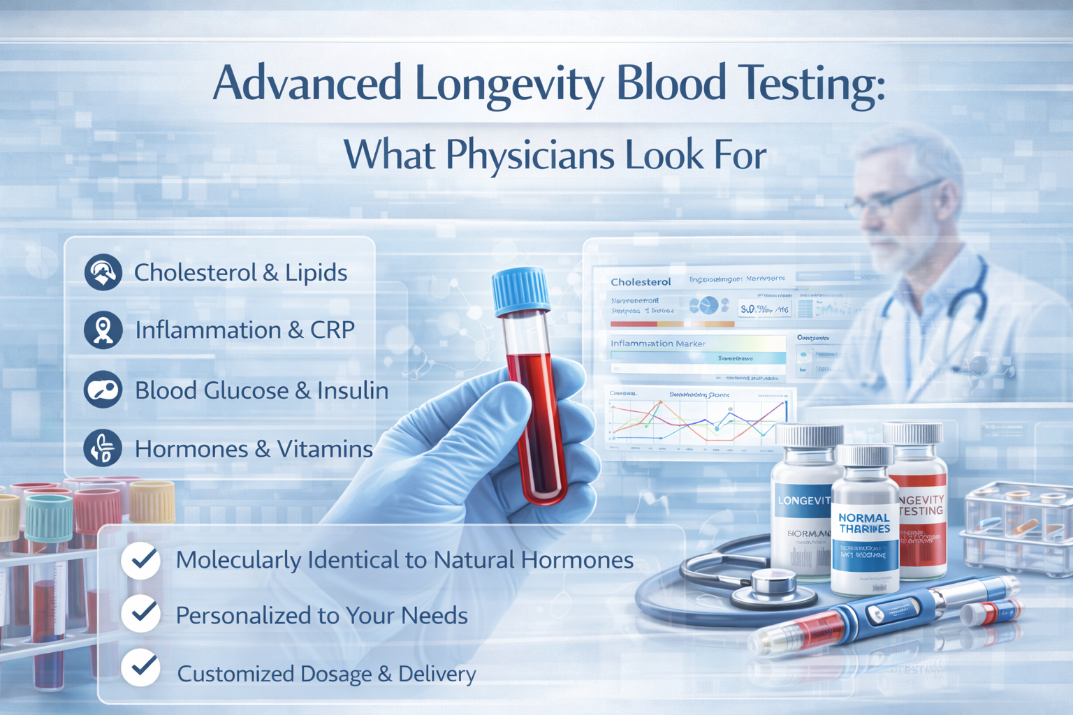 Hormone testing panel showing key lab tests used to evaluate endocrine health including testosterone estrogen thyroid and metabolic markers HormoneSynergy® Longevity Medicine Portland • Lake Oswego • USA