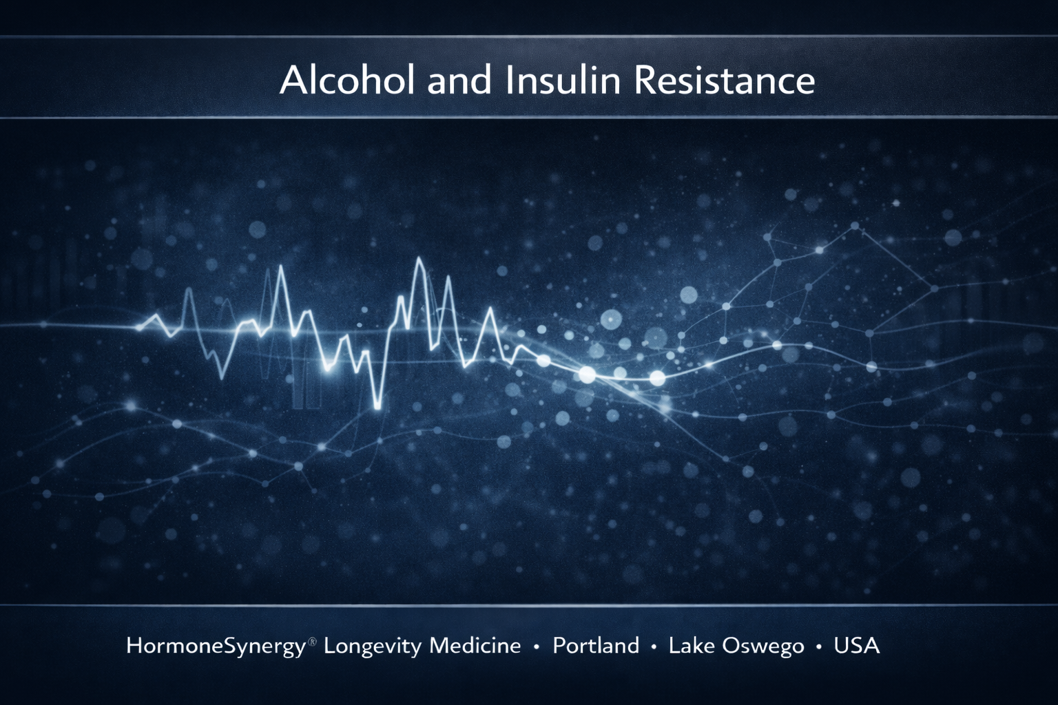 Clinical editorial visualization of disrupted glucose metabolism and insulin signaling related to alcohol consumption