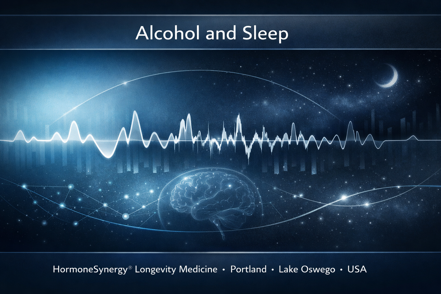 Clinical editorial visualization of disrupted sleep cycles and circadian rhythm associated with alcohol consumption