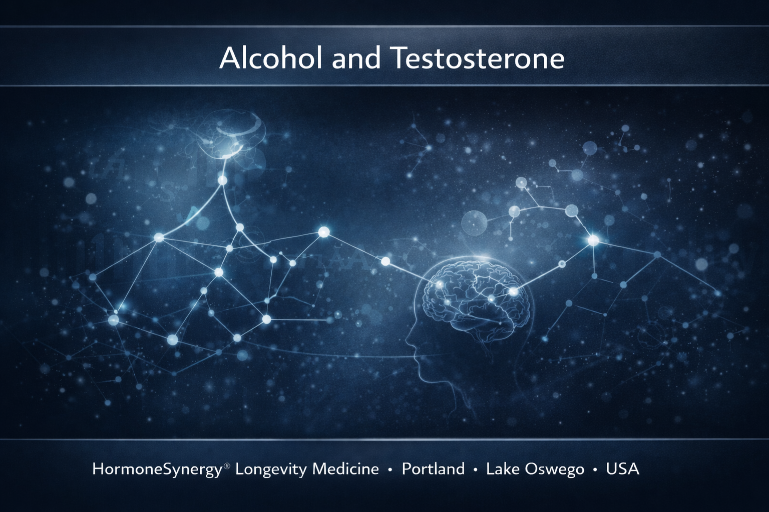 Clinical editorial visualization of hormone signaling and endocrine balance affected by alcohol exposure