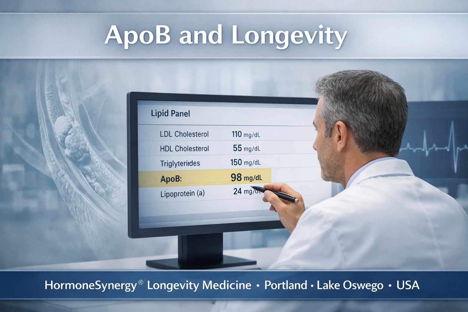 ApoB cardiovascular risk testing with advanced lipid panel and preventive cardiology analysis in longevity medicine