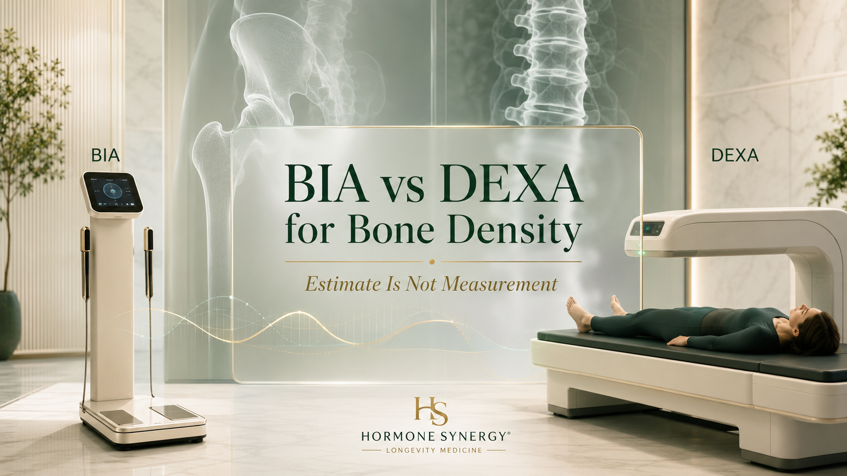 BIA scale and DEXA bone density scan comparison for bone health and body composition from HormoneSynergy in Portland and Lake Oswego.