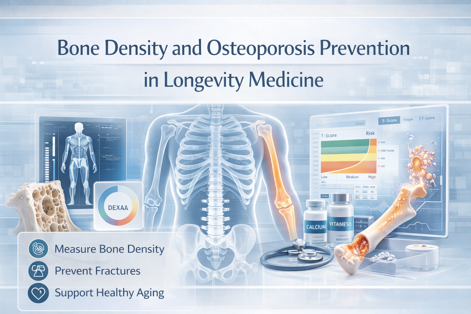 Bone density hero image showing osteoporosis prevention and skeletal health