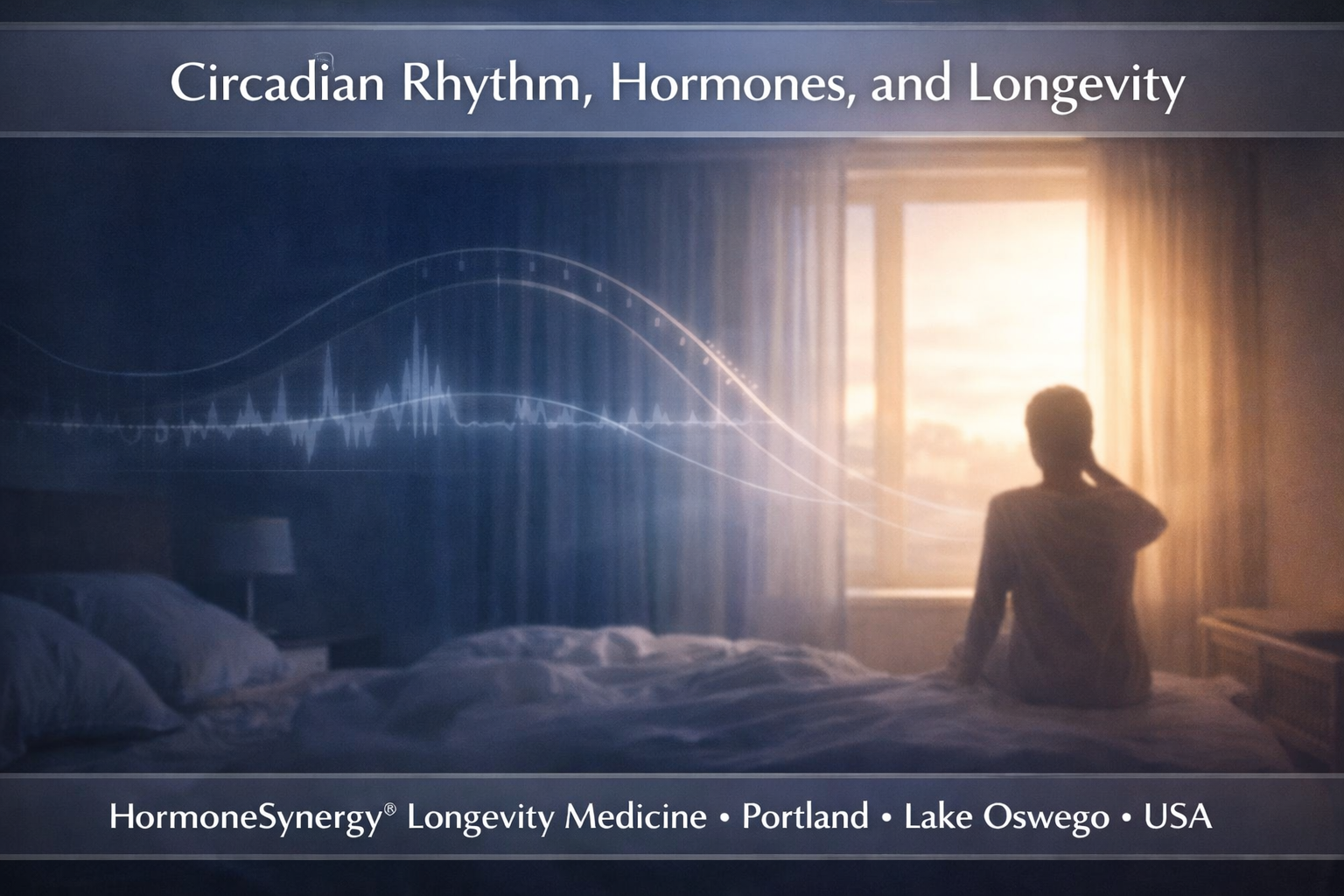 Circadian rhythm and longevity concept showing sleep timing, light exposure, and hormone regulation