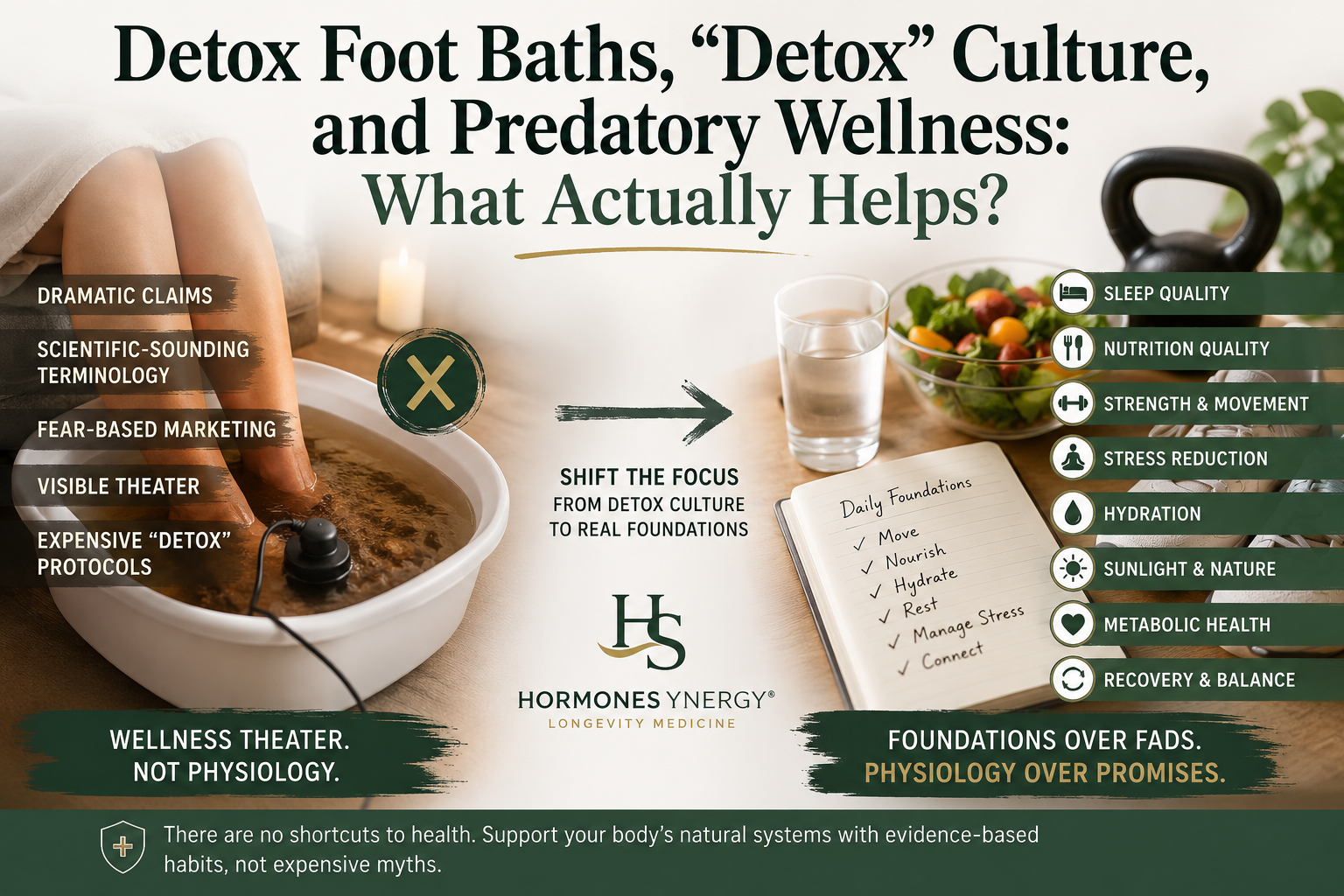 Detox foot bath and wellness detox culture viewed through an evidence-based longevity medicine perspective