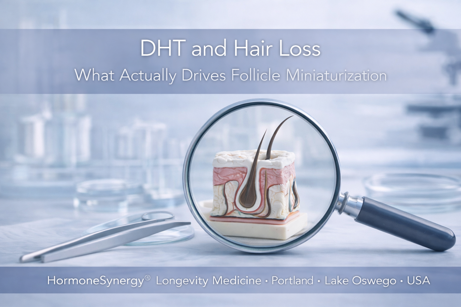 DHT hair loss follicle miniaturization androgenetic alopecia clinical diagram HormoneSynergy Portland Oregon