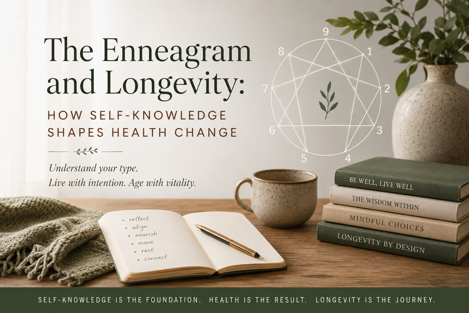 Enneagram-inspired longevity medicine image showing self-knowledge, health behavior change, and HormoneSynergy wellness foundations in Portland and Lake Oswego.