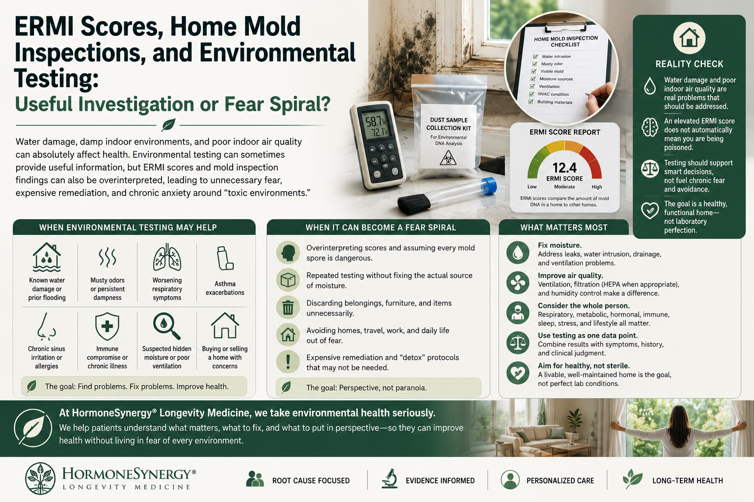 Indoor air quality assessment, home mold inspection, ERMI environmental testing, and evidence-based longevity medicine.
