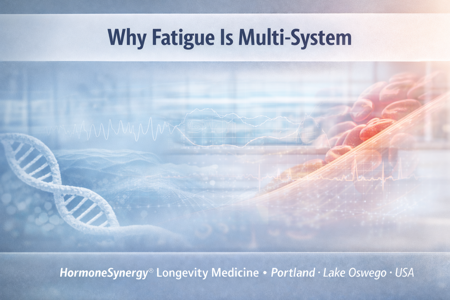 clinical depiction of multi-system contributors to fatigue including metabolic, sleep, and cardiovascular factors