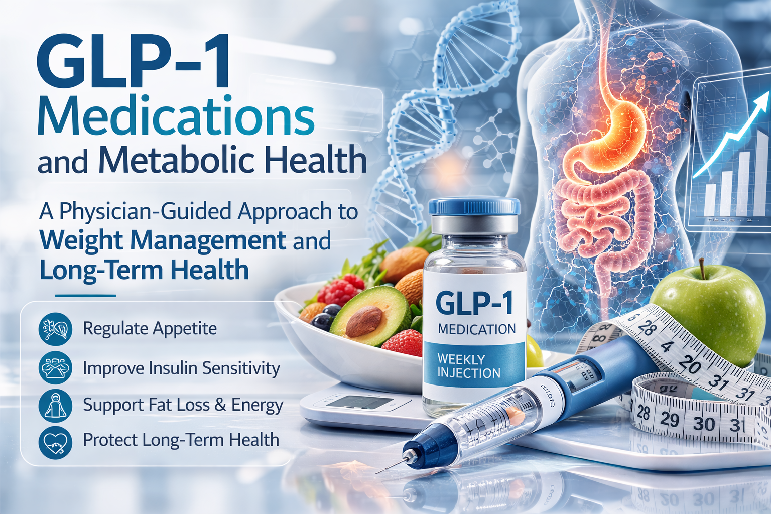 GLP-1 medications hero image showing metabolic health and physician guided weight loss