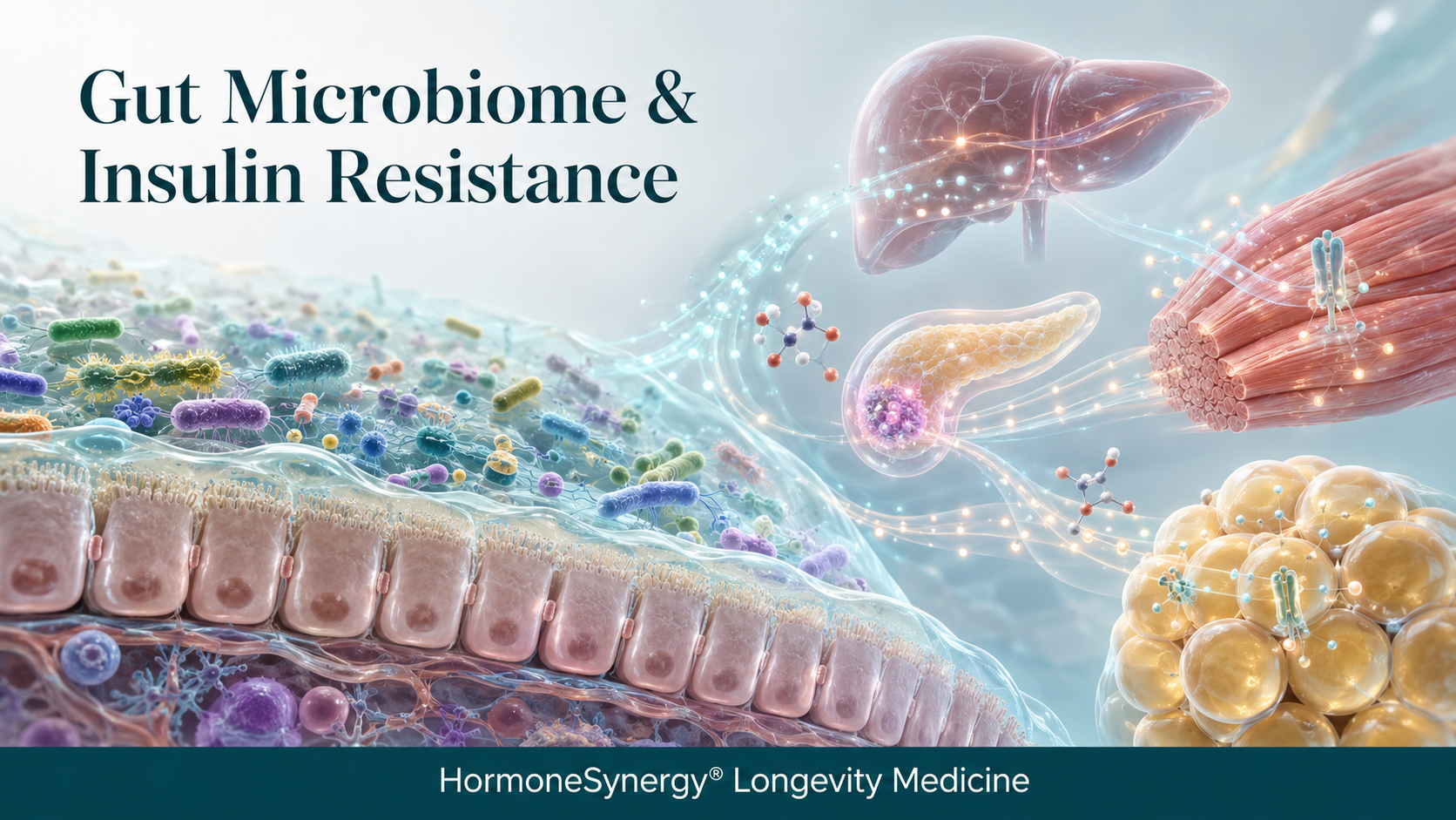 Gut microbiome and intestinal barrier connected with insulin signaling in the pancreas, liver, skeletal muscle, and visceral fat.