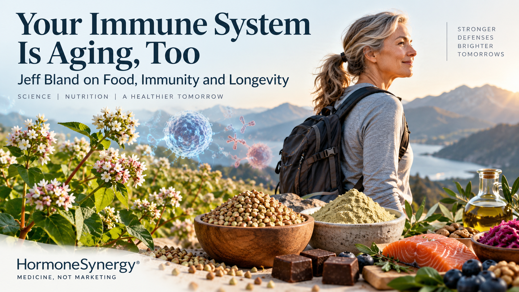 HormoneSynergy® editorial on Jeff Bland’s work connecting immune aging, nutrition, polyphenols, the microbiome and longevity.