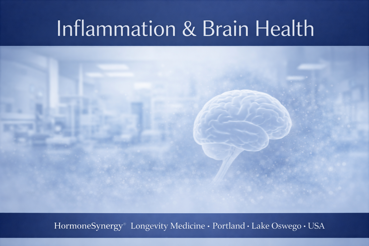 Inflammation and brain health hero image showing subtle inflammatory signaling and cognitive health from a longevity medicine perspective