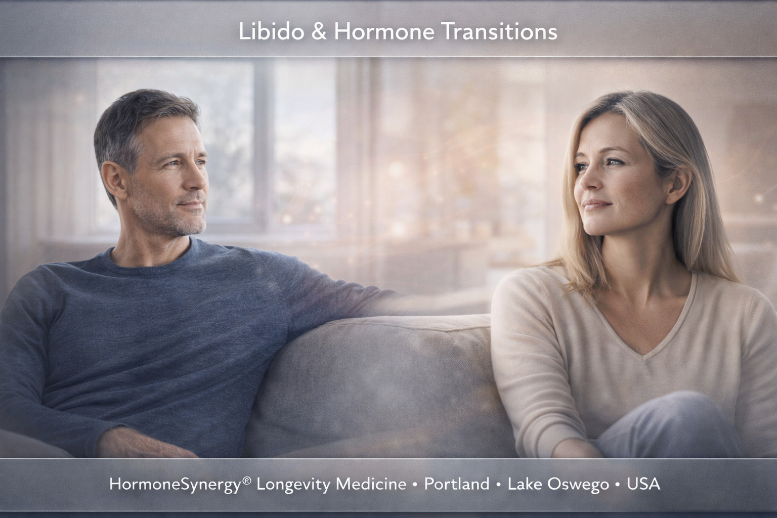 Libido and hormone transitions illustration showing changes in desire related to hormones, stress, and physiology in longevity medicine