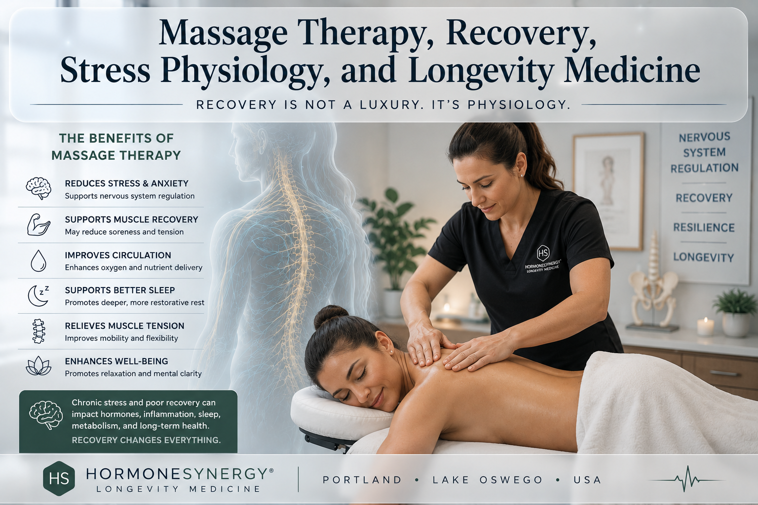 Therapeutic massage supporting recovery, nervous system regulation, and stress physiology in longevity medicine.