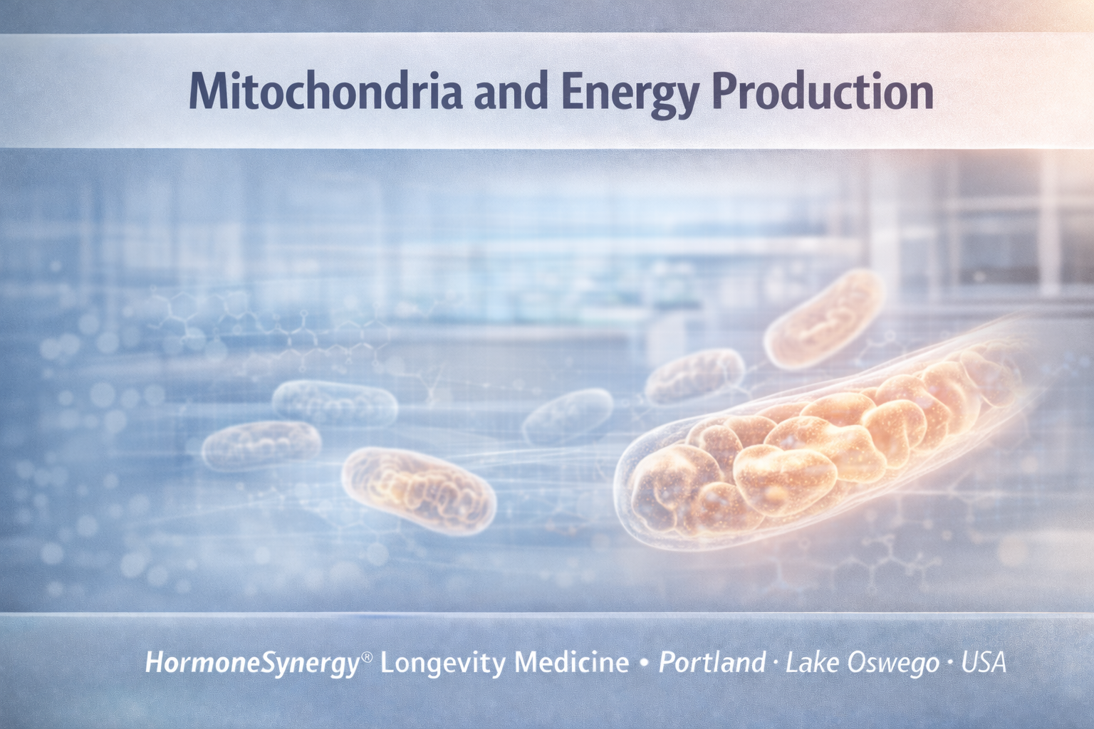 clinical depiction of mitochondrial energy production and cellular metabolism in longevity medicine