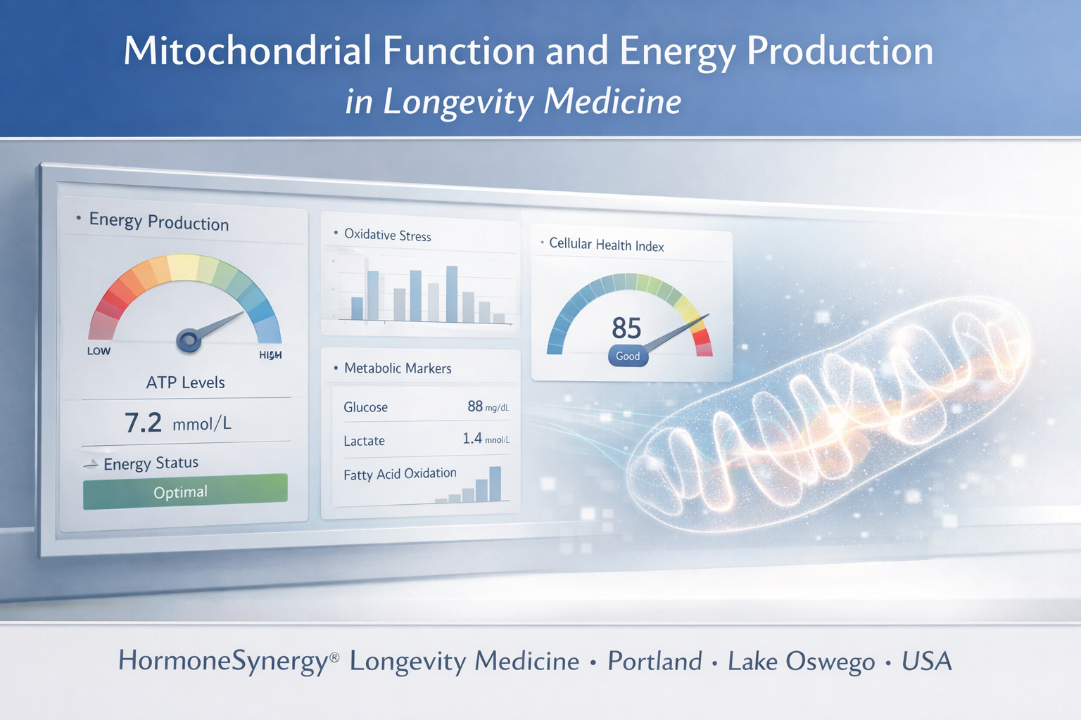 Mitochondrial function and cellular energy production visualization in a clinical longevity medicine setting