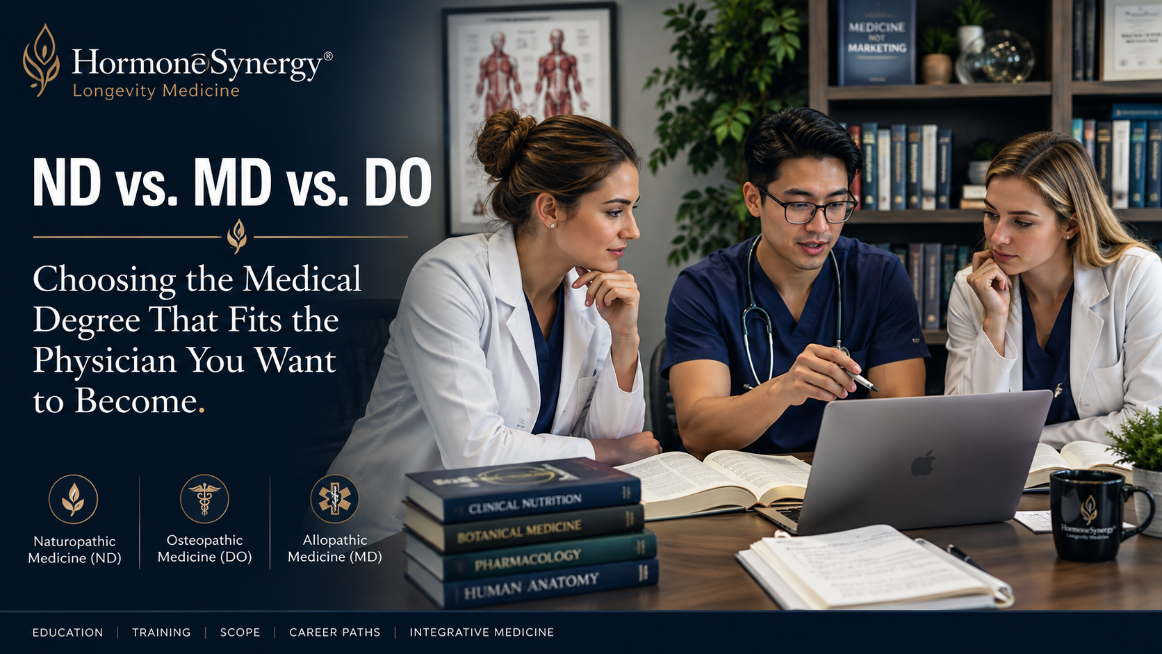 ND vs. MD vs. DO medical degree and career comparison for students considering naturopathic, osteopathic, or allopathic medical education.