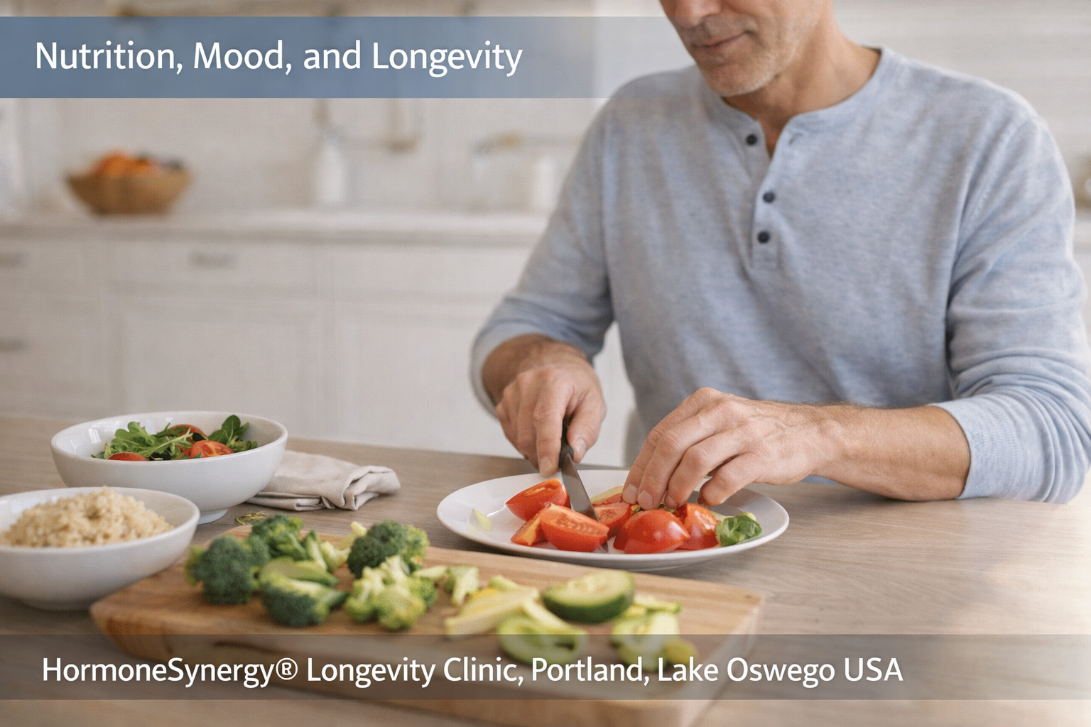 Whole food preparation supporting mood, metabolism, and longevity in a calm clinical lifestyle setting – HormoneSynergy® Portland Lake Oswego USA