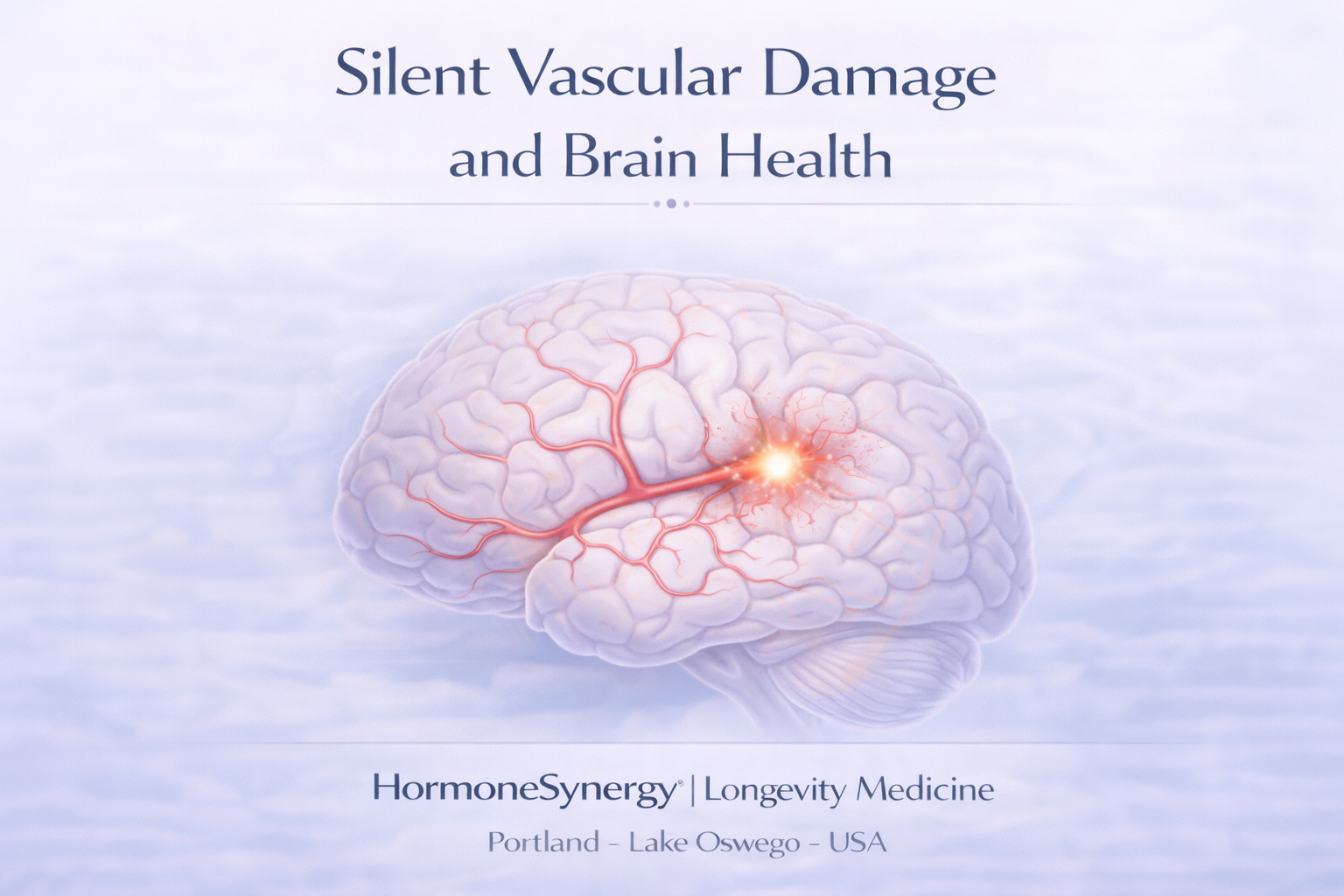 Medical illustration showing cerebral blood vessels and circulation highlighting the connection between vascular health and cognitive aging