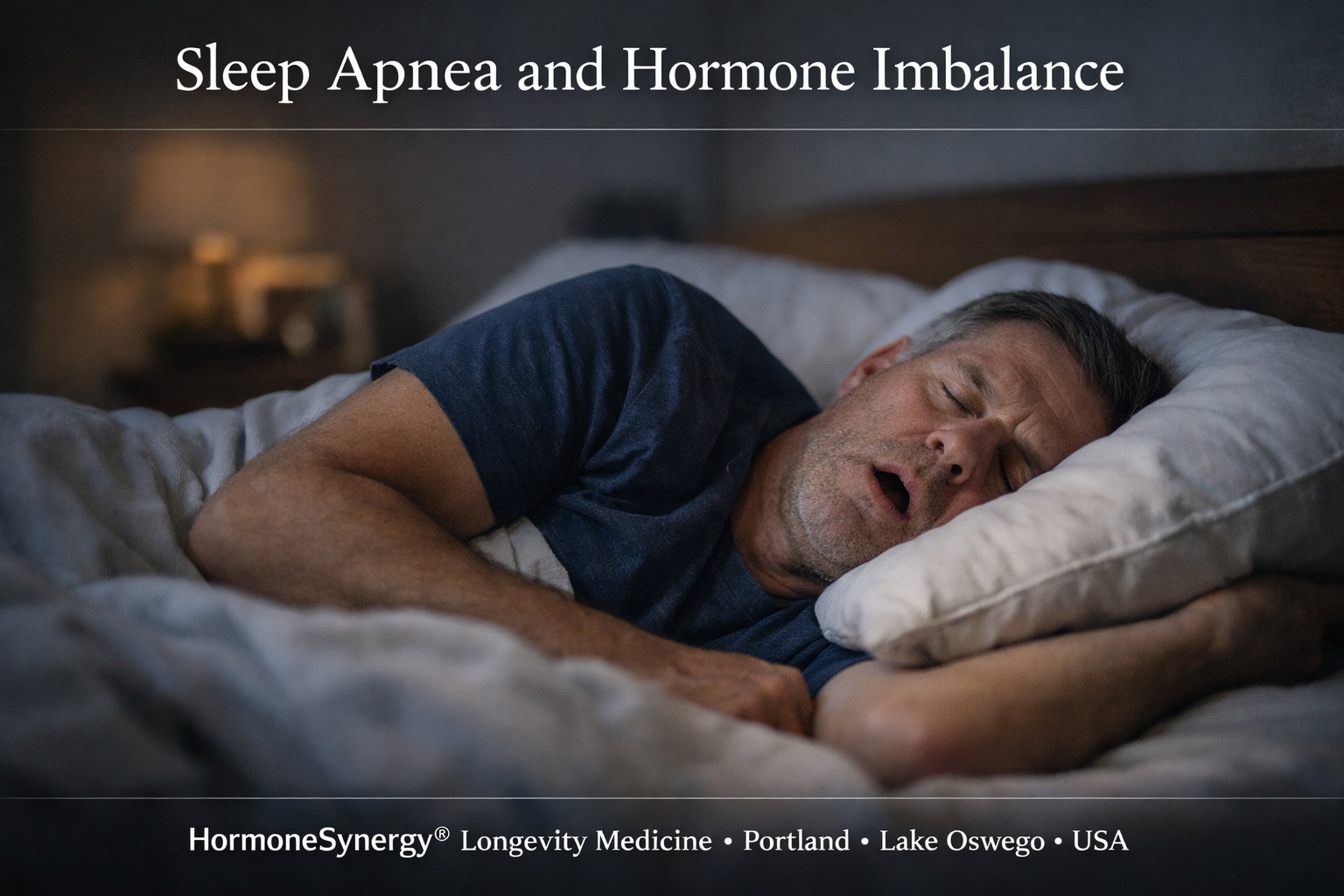 Physician reviewing sleep apnea study results and breathing-related sleep data with male and female patients in a preventive longevity medicine clinic, HormoneSynergy® Portland Lake Oswego USA