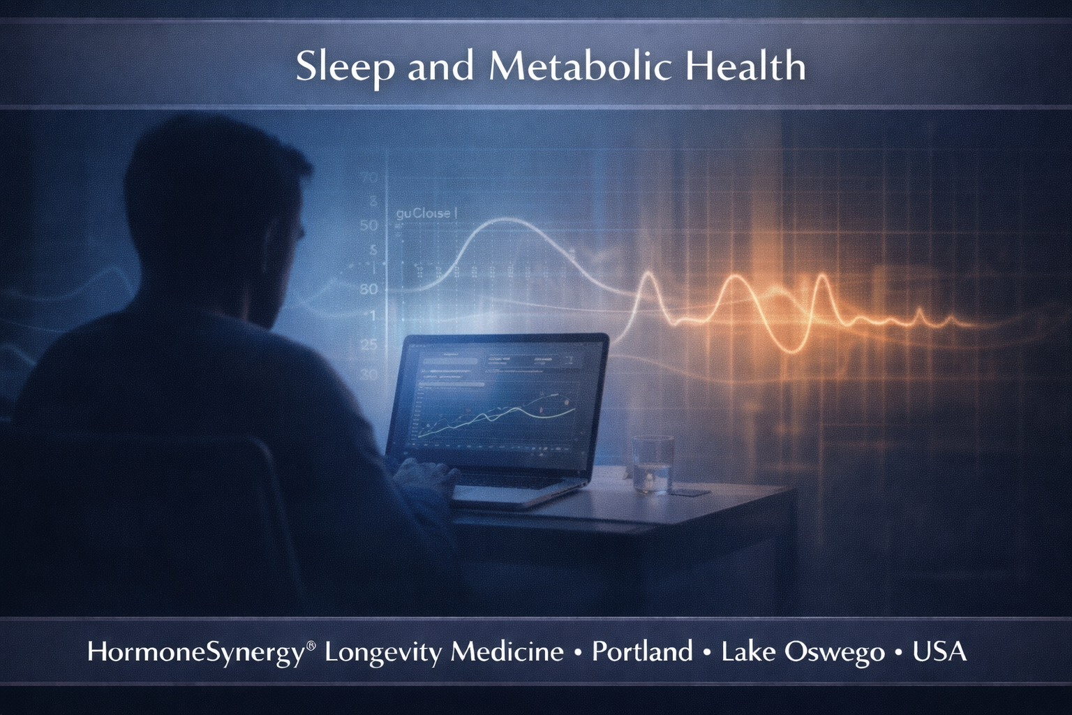 Sleep and metabolic health concept showing glucose regulation, insulin sensitivity, and circadian rhythm in longevity medicine