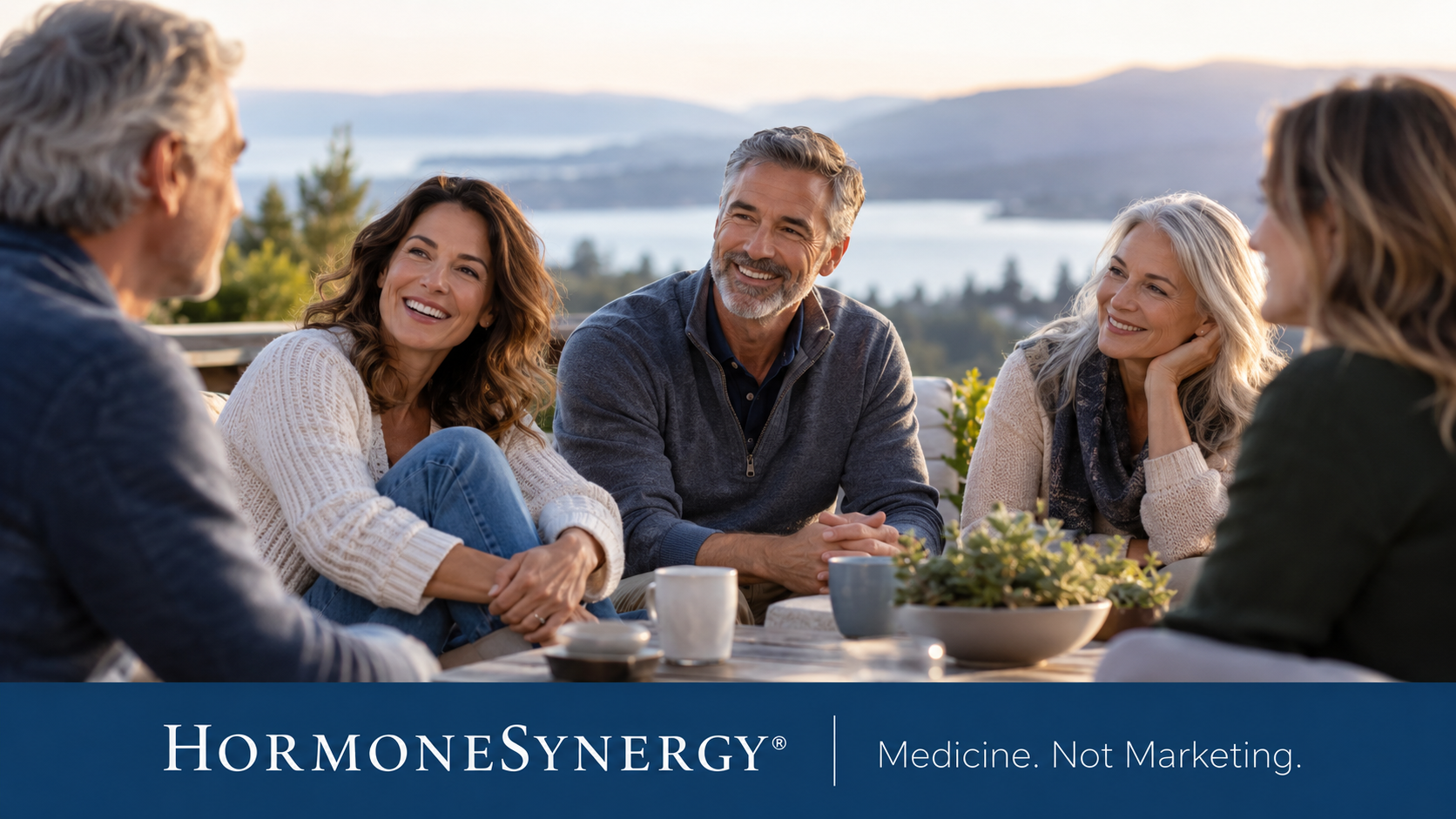 Adults sharing meaningful conversation, illustrating the role of social connection, relationships, and belonging in healthy aging and longevity.