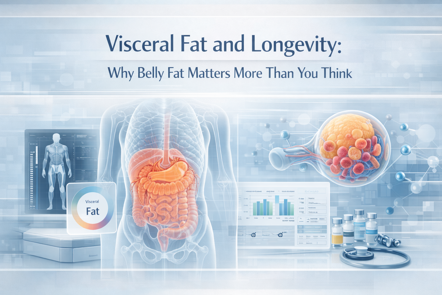 Visceral fat hero image showing abdominal fat metabolic risk and body composition in longevity medicine