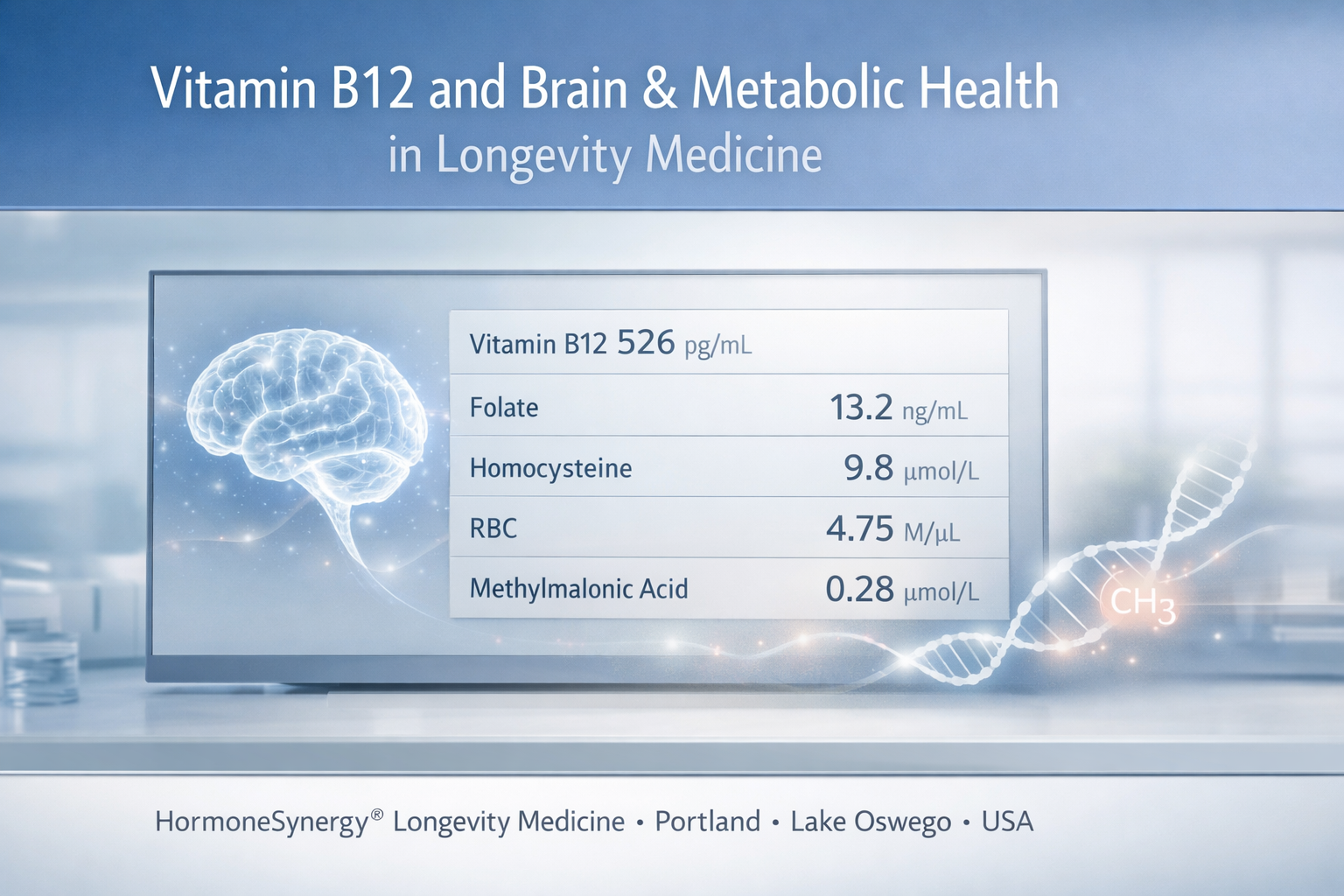 Vitamin B12, brain health, and metabolic function visualization in a clinical longevity medicine setting