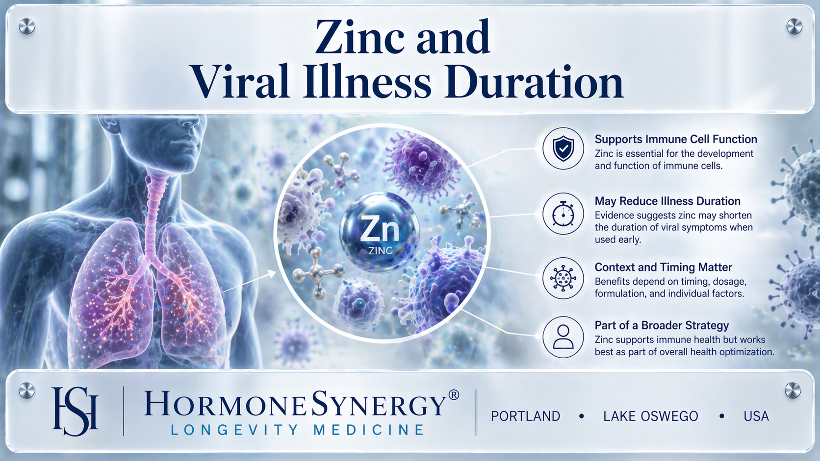 Zinc immune function viral illness duration clinical concept HormoneSynergy Longevity Medicine Portland Oregon