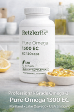 Load image into Gallery viewer, RetzlerRx® Pure Omega 1300 EC with MaxSimil® high-absorption omega-3 fish oil for heart health, brain function, joint comfort, and daily wellness