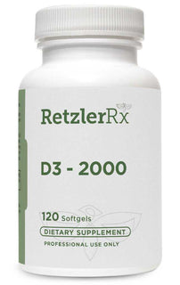 Load image into Gallery viewer, RetzlerRx Vitamin D3 2000 IU softgels for bone strength and immune support
