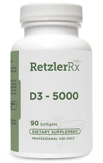 Load image into Gallery viewer, RetzlerRx Vitamin D3 5000 IU softgels with organic olive oil for bone, immune, and calcium support