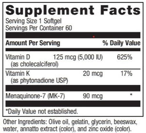 Vitamin D3 5000 Plus K2 - High Potency D3 & K2 MK-7 110 mcg  2-in-1 Support