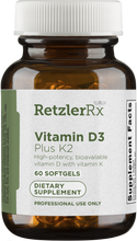 Load image into Gallery viewer, Vitamin D3 5000 IU Plus K2 60 Softgels by RetzlerRx™