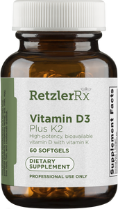 Vitamin D3 5000 IU Plus K2 60 Softgels by RetzlerRx™