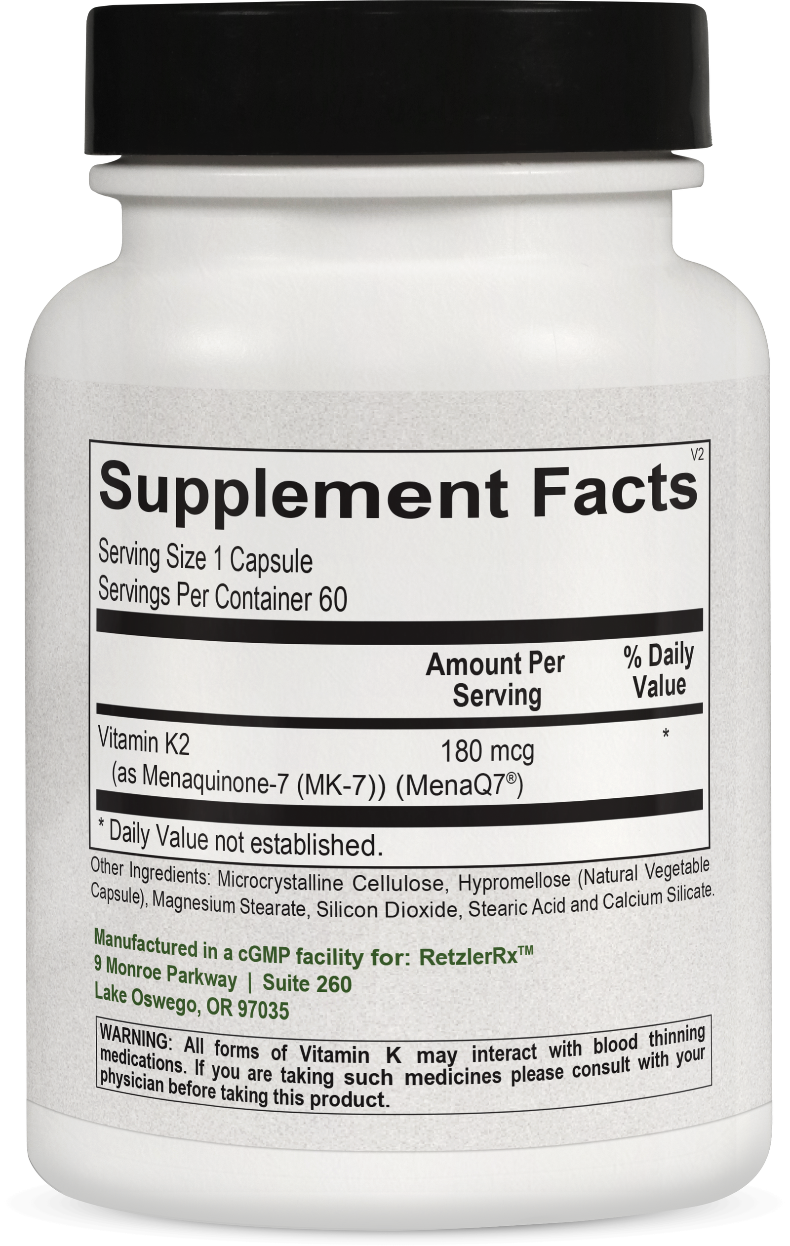 Vitamin K2 MK-7 180 mcg MenaQ7® | Bone & Calcium Balance Support