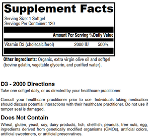 Vitamin D3 2000 IU - 120 Softgels by RetzlerRx™