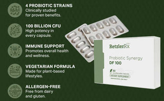 Load image into Gallery viewer, Probiotic Synergy DF100 – High-Potency Probiotic with Fonterra® HN019 &amp; HOWARU® Strains by RetzlerRx® Probiotics Dr. Retzler’s Line of Premier Supplements HormoneSynergy